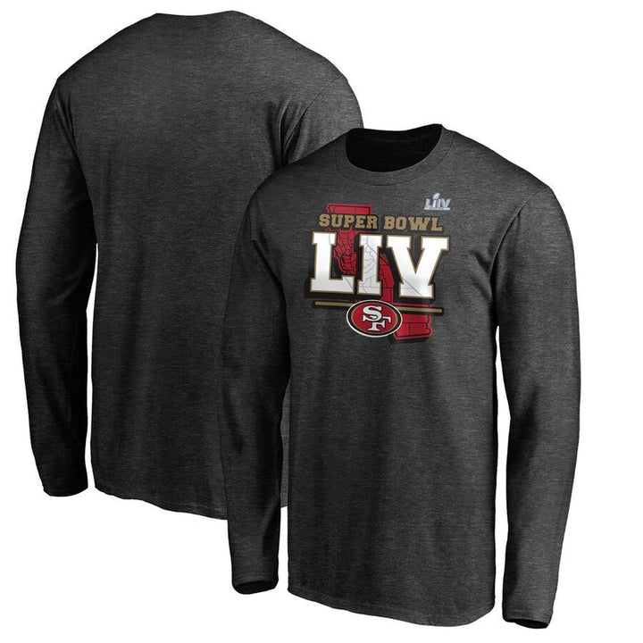 San Francisco 49ers NFL Pro Line by Fanatics Super Bowl LIV Bound Eligible Long Sleeve T-Shirt – Heather Charcoal -CMD Sports