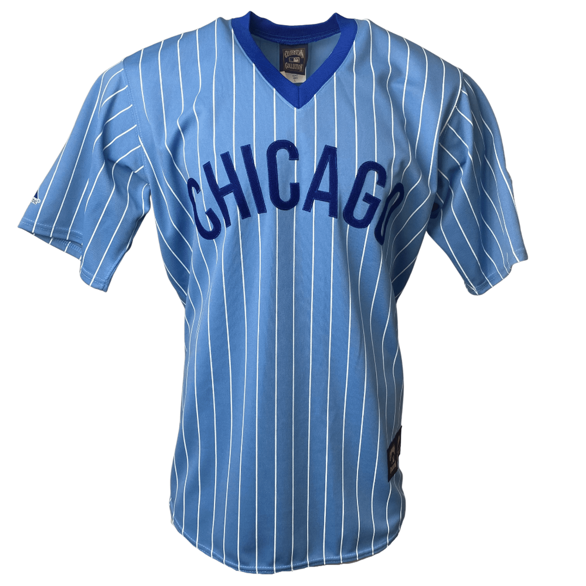 Men's Stitches Blue/Royal Chicago Cubs Cooperstown Collection V-Neck Team  Color Jersey