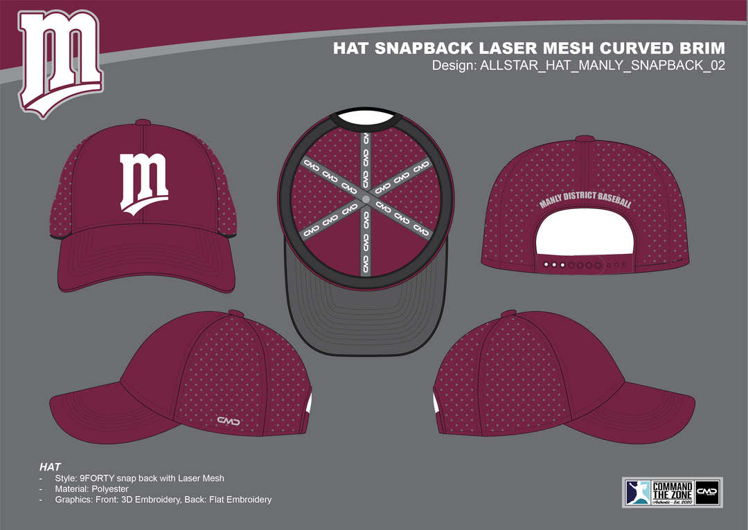 Manly Baseball Hat - Snapback Laser