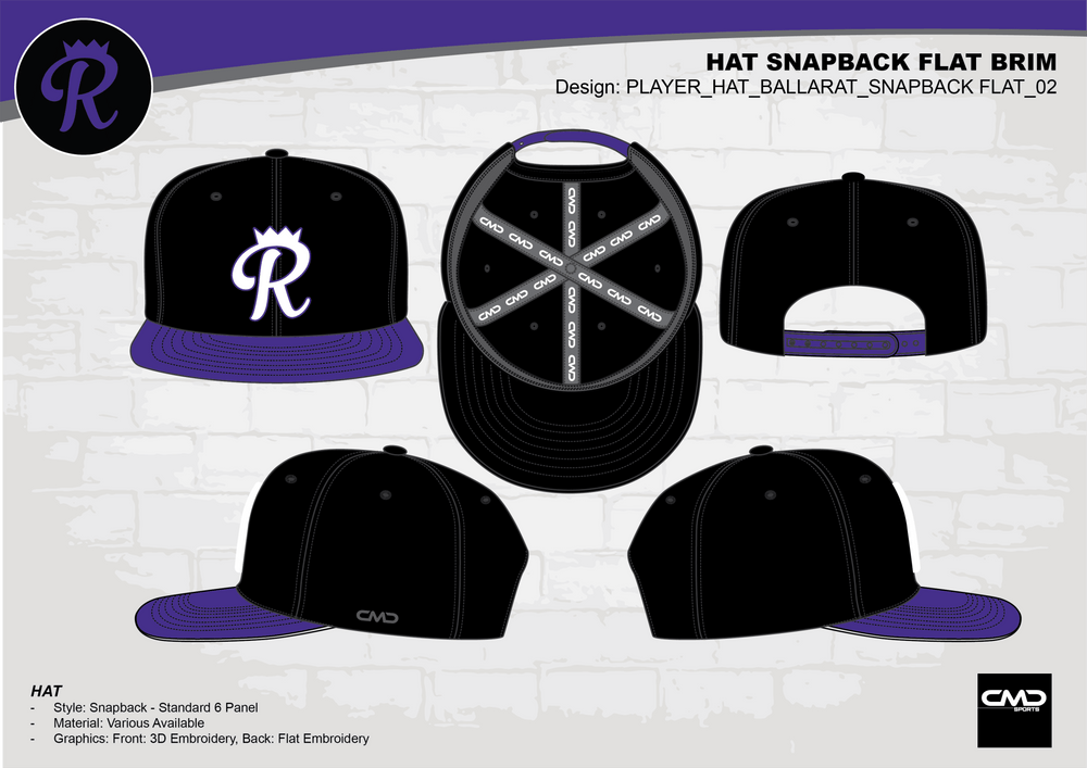 Ballarat Royals Hats - Snapback Flat Brim - CMD Sports
