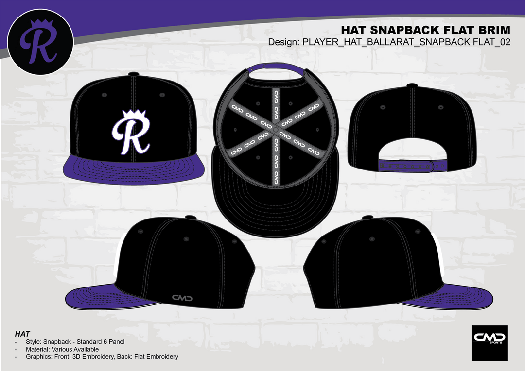 Ballarat Royals Hats - Snapback Flat Brim - CMD Sports