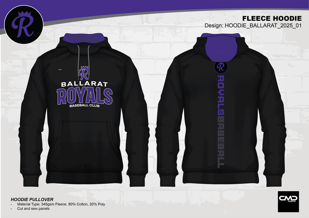 Ballarat Royals Hoodie - BLACK - CMD Sports