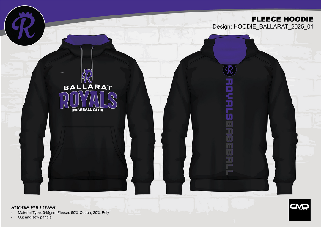 Ballarat Royals Hoodie - BLACK - CMD Sports