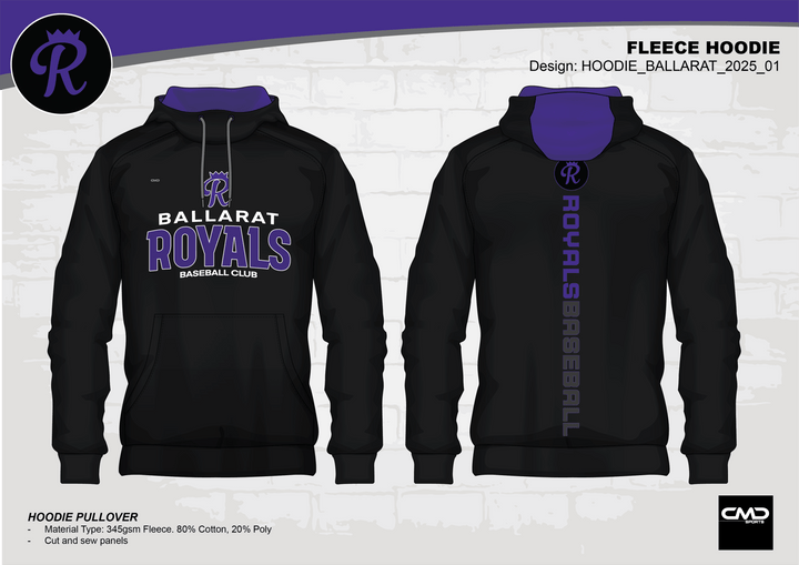 Ballarat Royals Hoodie - BLACK - CMD Sports