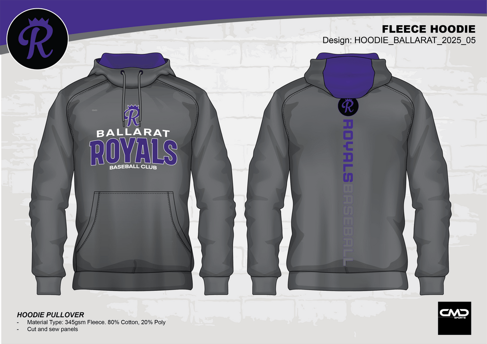 Ballarat Royals Hoodie - GREY - CMD Sports