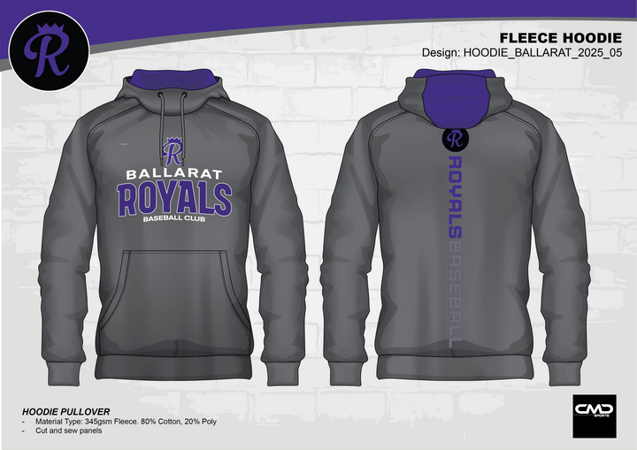 Ballarat Royals Hoodie - GREY - CMD Sports
