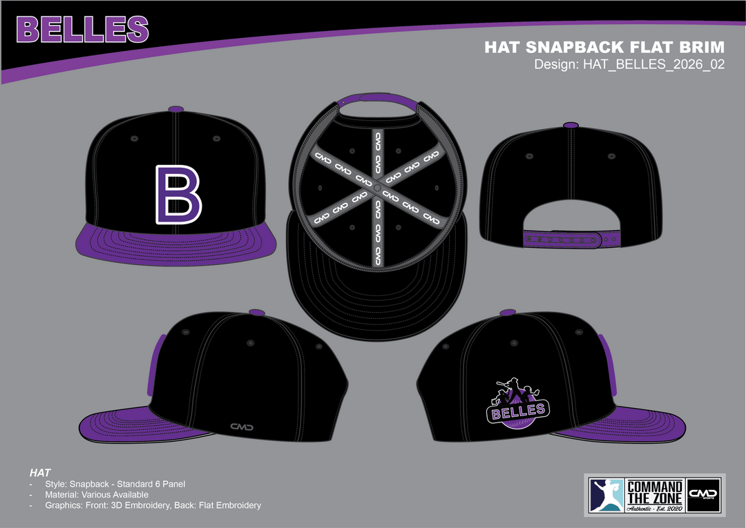 Belles Baseball - 2026 Snapback Hat - CMD Sports