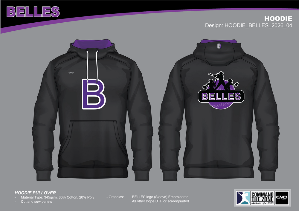 Belles Baseball - Hoodie Classic B (Sublimated) - CMD Sports