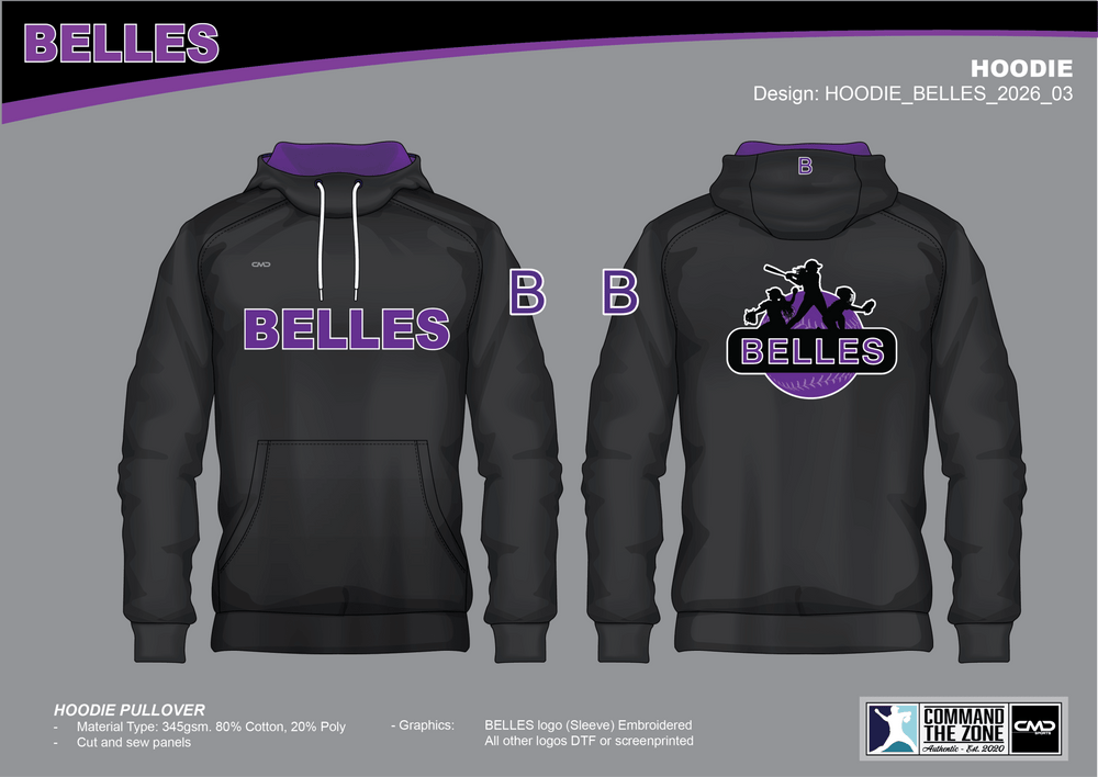 Belles Baseball - Hoodie Wordmark (Sublimated) - CMD Sports