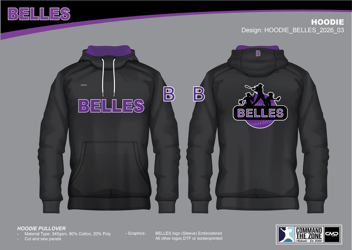 Belles Baseball - Hoodie Wordmark (Sublimated) - CMD Sports