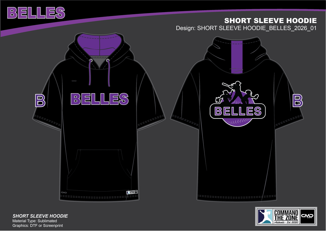 Belles Baseball - Short Sleeve Hoodie - CMD Sports