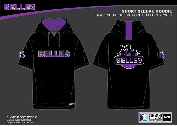 Belles Baseball - Short Sleeve Hoodie - CMD Sports