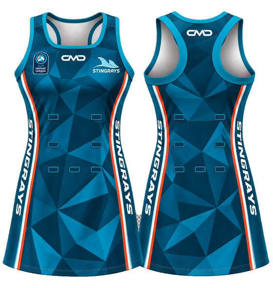 Club netball playing dress, front and back