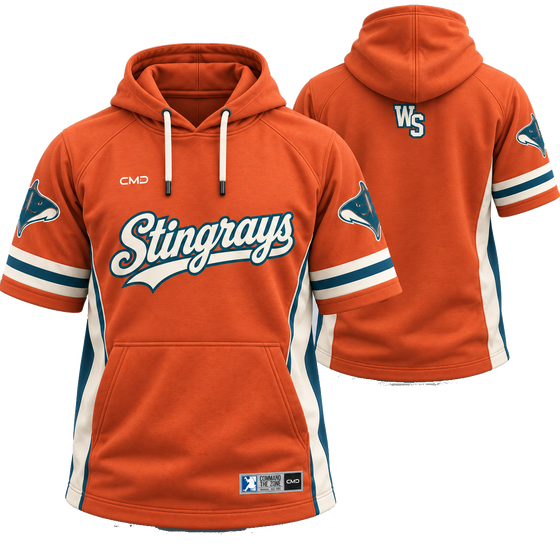 Club short sleeve hoodie, front and back