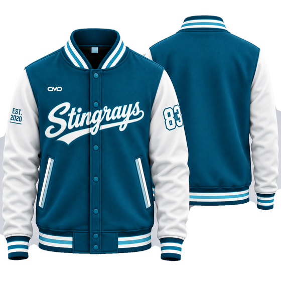 Club varsity jacket, front and back