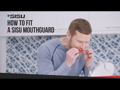 Video: SISU mouthguard fitting guide, showing how to soften the guard in hot water at 76 degrees Celsius and mould it to your teeth