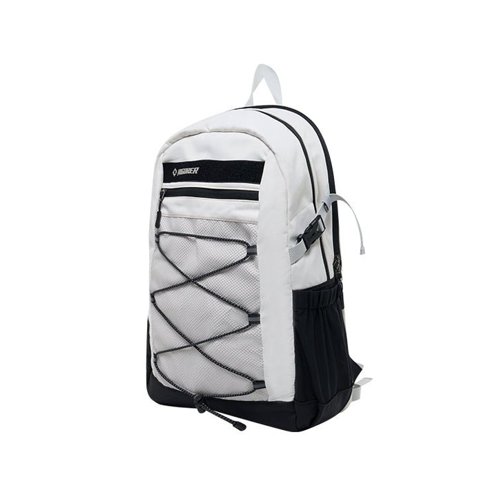 Rigorer sports backpack, side view showing mesh water bottle pocket