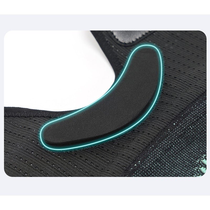 Close-up of the curved padded stabiliser bolster inside the Rigorer adult sports knee support brace