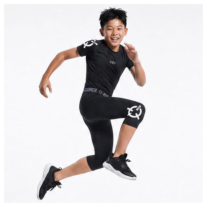 Rigorer kids compression shirt in black, mid jump