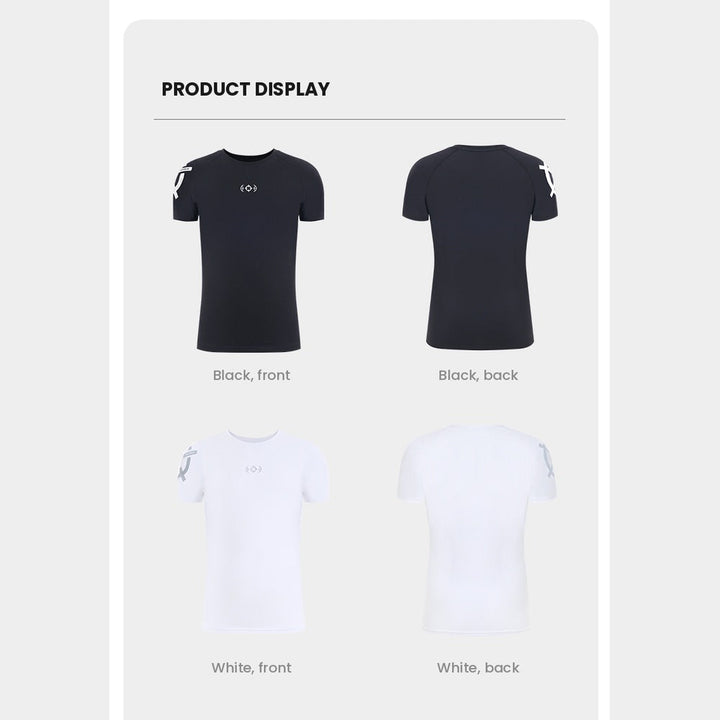 Rigorer kids basketball compression shirt in black and white, front and back views