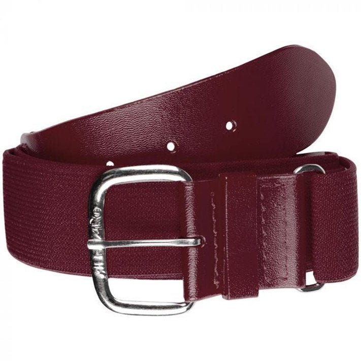 All-Star adjustable fit stretch baseball belt, maroon, coiled flat