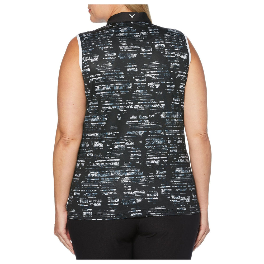 Clearance - Callaway Women's ¼ Zip Sleeveless Floral Printed Golf Polo - Extended Sizes - CMD Sports