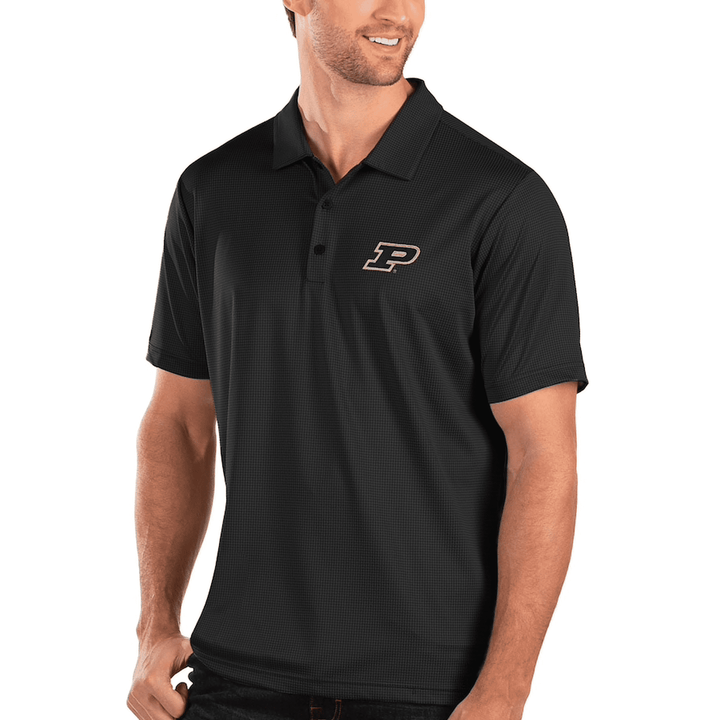 Clearance - Men's Antigua Black Purdue Boilermakers Balance Polo - CMD Sports