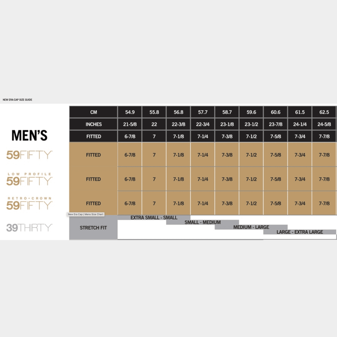 Size Chart New Era Size Hats Fitted Hat Size Chart New Era New Era