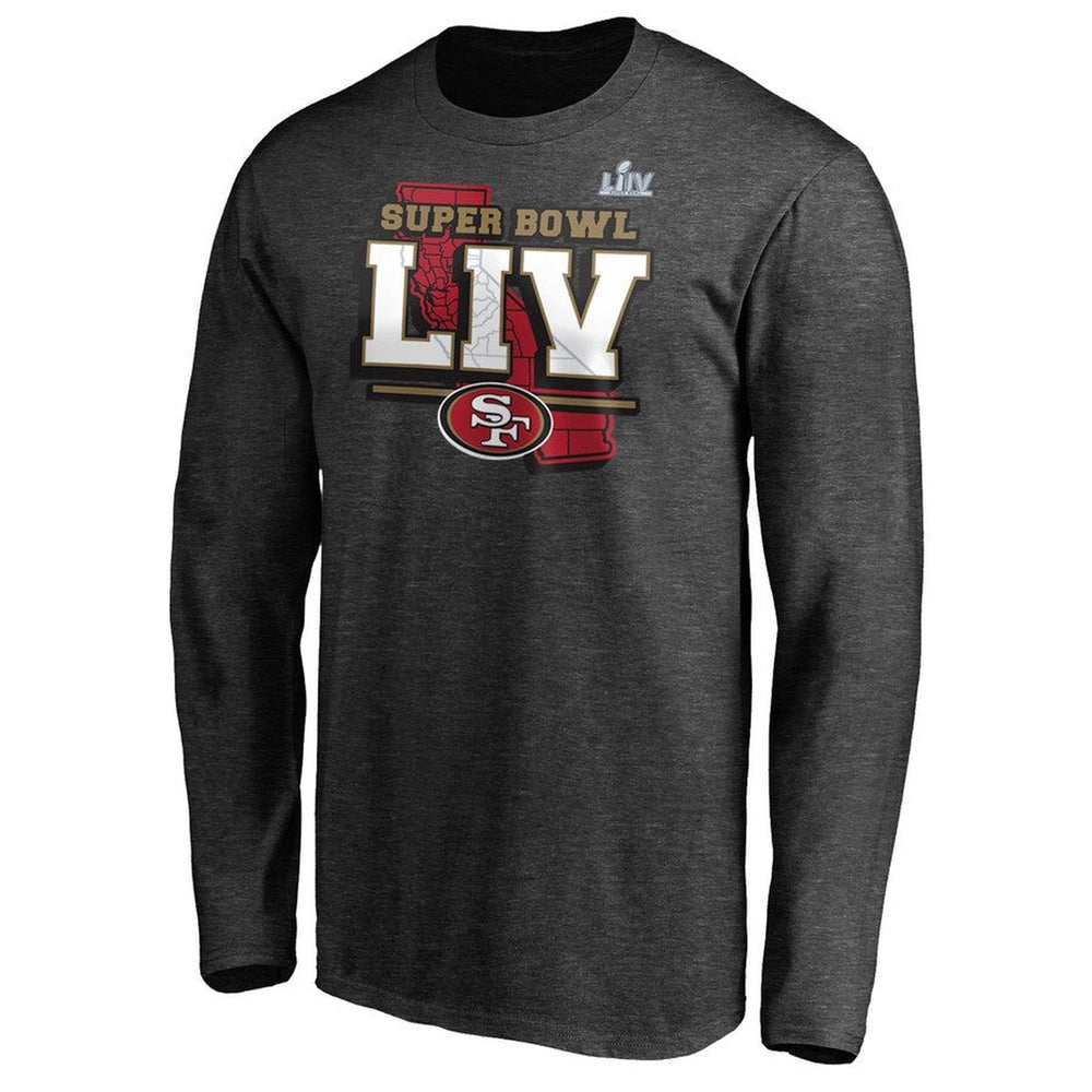 San Francisco 49ers NFL Pro Line by Fanatics Super Bowl LIV Bound Eligible Long Sleeve T-Shirt – Heather Charcoal -CMD Sports