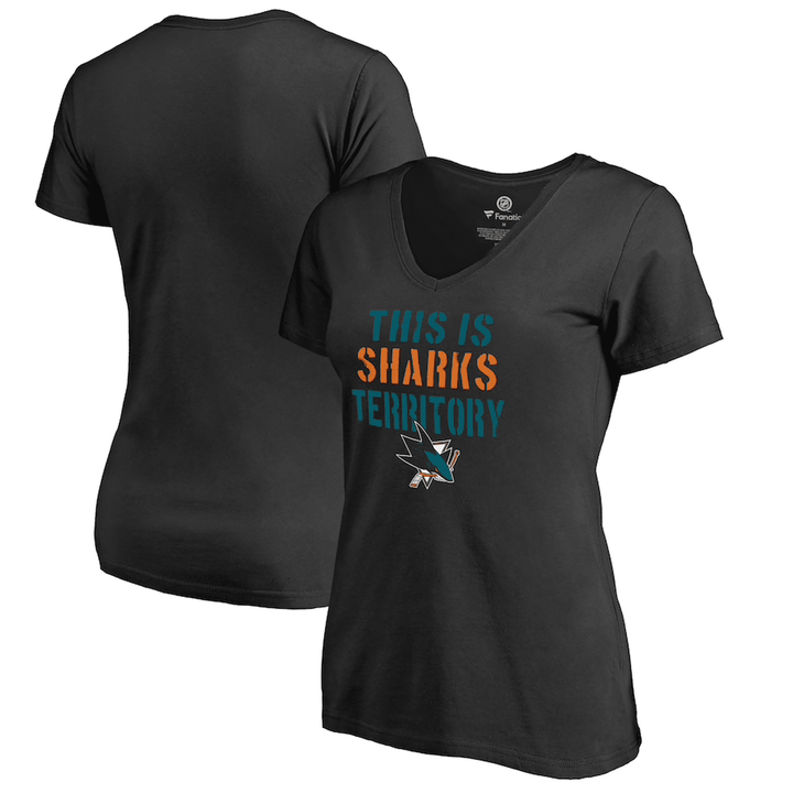 Clearance - San Jose Sharks Fanatics Branded Women's Fan Favorite Team Slogan V-Neck T-Shirt - CMD Sports