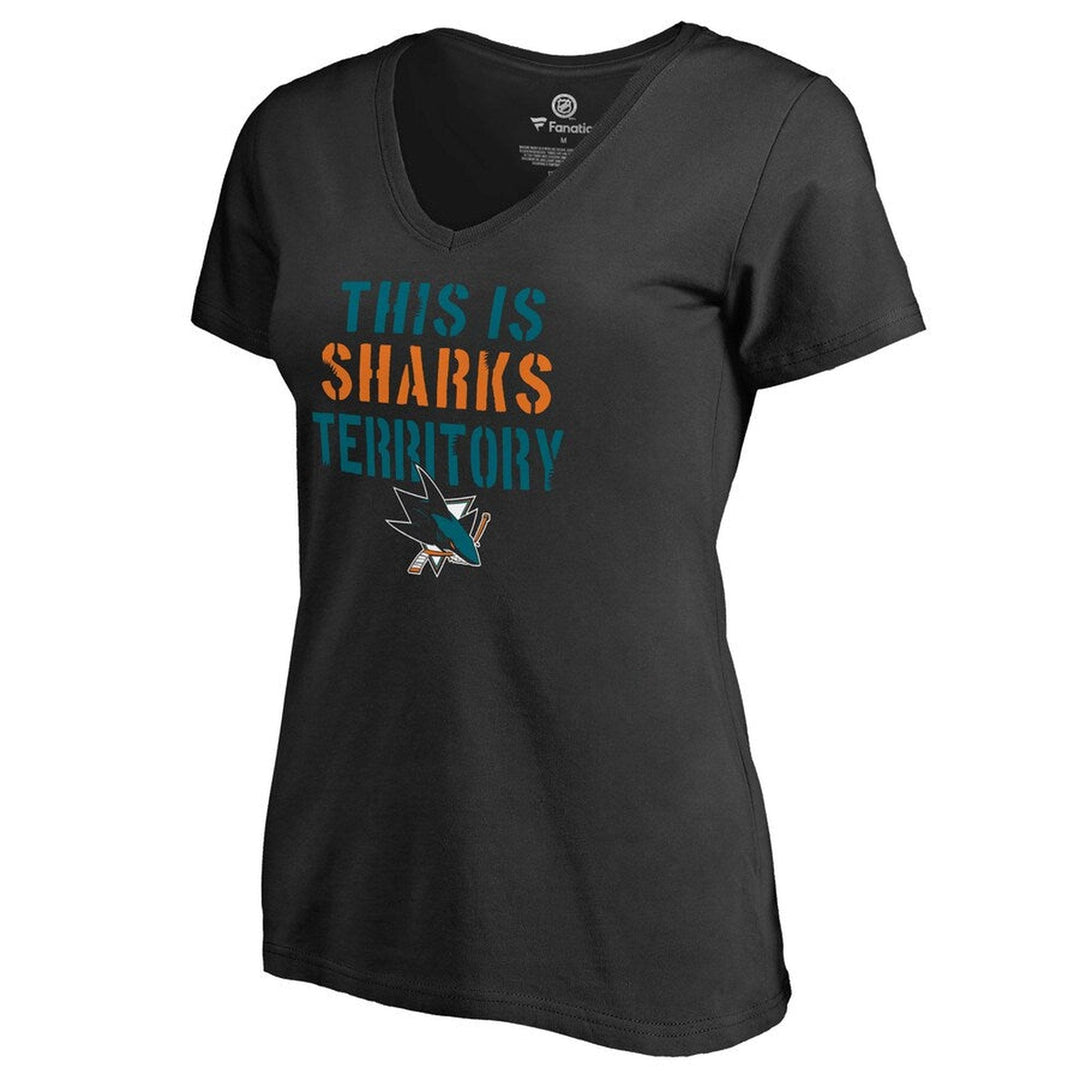 Clearance - San Jose Sharks Fanatics Branded Women's Fan Favorite Team Slogan V-Neck T-Shirt - CMD Sports