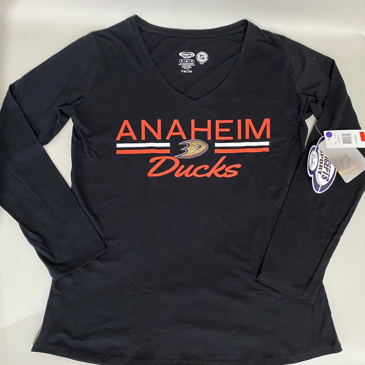 Clearance - Women's Anaheim Ducks Women's Long Sleeve V-Neck T-Shirt - CMD Sports