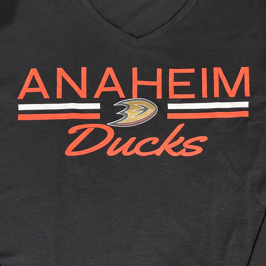 Clearance - Women's Anaheim Ducks Women's Long Sleeve V-Neck T-Shirt - CMD Sports