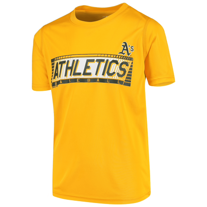 Clearance - Youth Oakland Athletics Gold Switch Hitter Dri-Tek T-Shirt - CMD Sports