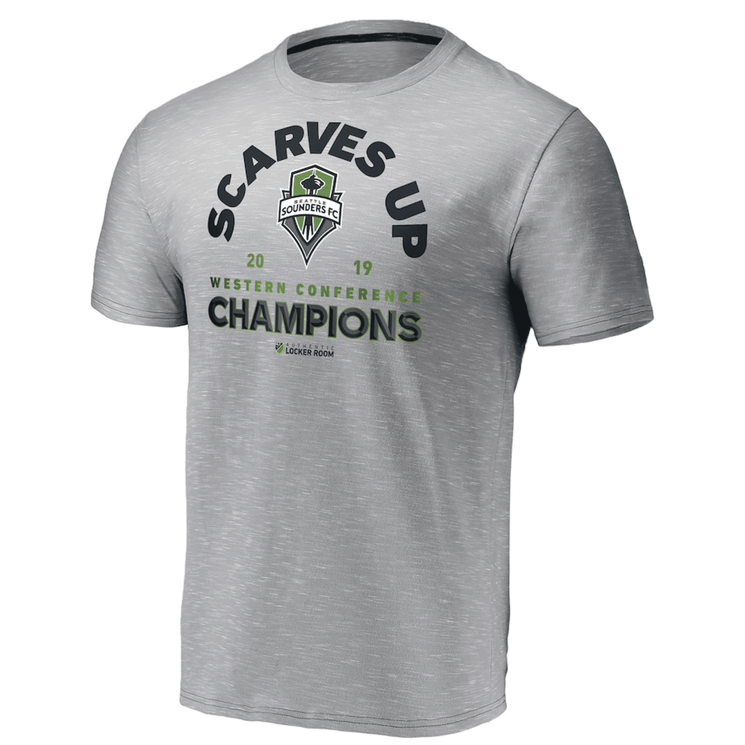 Youth Seattle Sounders FC Fanatics Heather Gray 2019 MLS Western Conference Champions Locker Room T-Shirt - CMD Sports