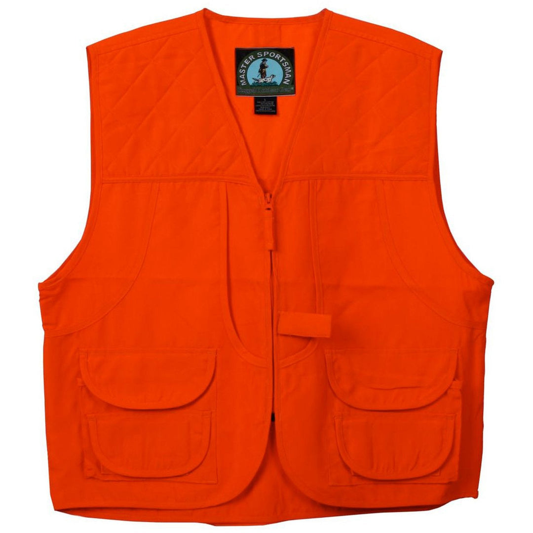 Master Sportsmans Mens Zip-Up 2X-Large Blaze Orange Hunting Vest W/ Back Pouch - CMD Sports