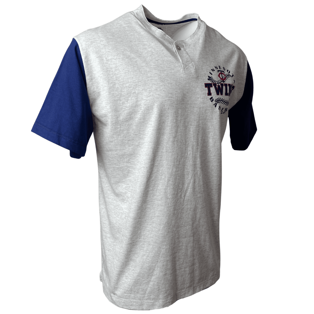 Men's Minnesota Twins MLB Majestic Grey/Navy Iconic T-Shirt - CMD Sports