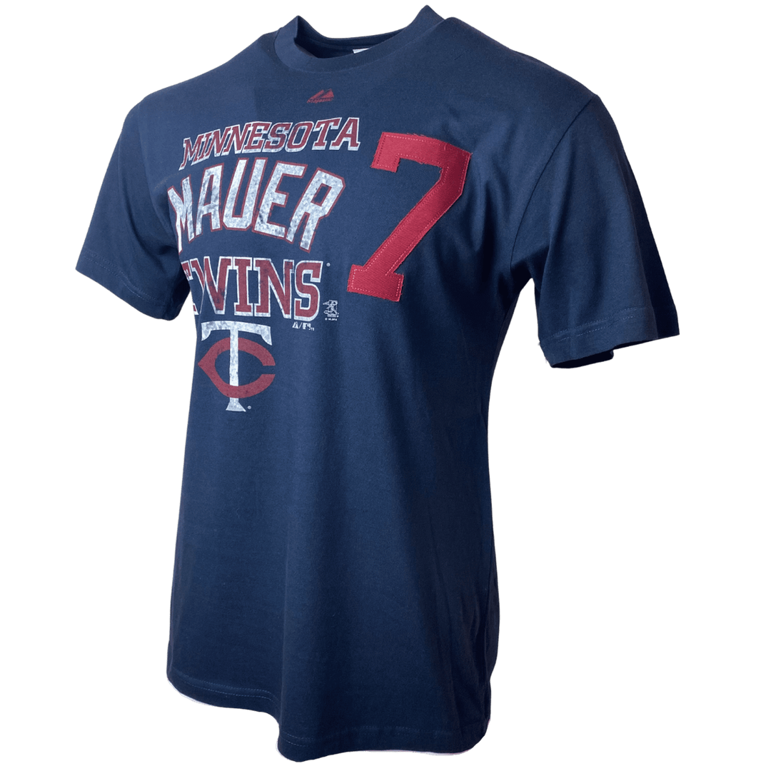 Men's Minnesota Twins MLB "Mauer 7" Majestic Navy T-Shirt - CMD Sports