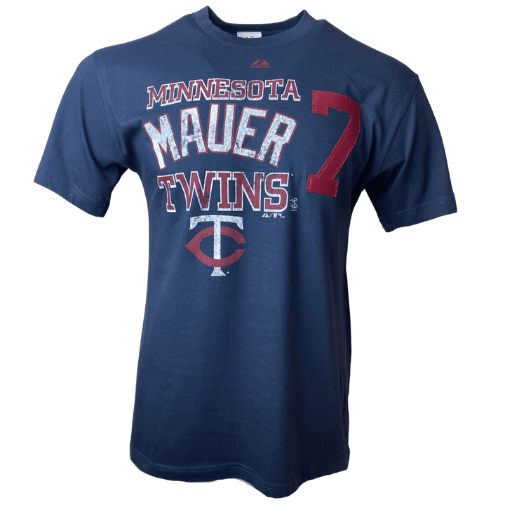 Men's Minnesota Twins MLB "Mauer 7" Majestic Navy T-Shirt - CMD Sports