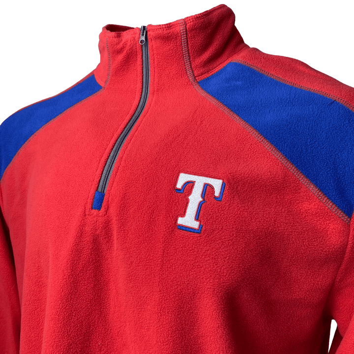 Men's Texas Rangers Majestic Fleece Quarter-Zip Pullover Jacket - CMD Sports