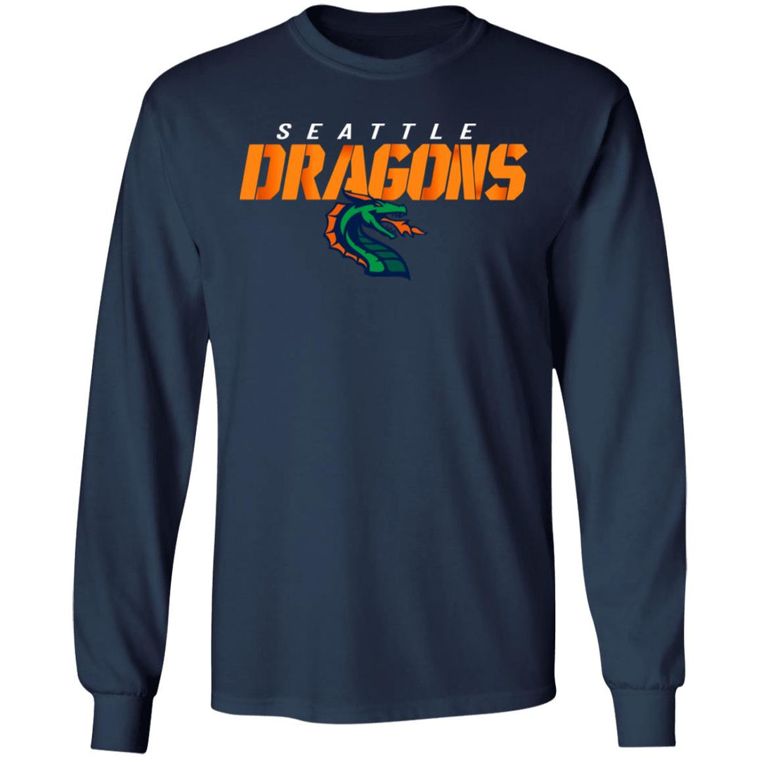 Men's XFL Seattle Dragons Traction Two Peat Long Sleeve Shirt - CMD Sports
