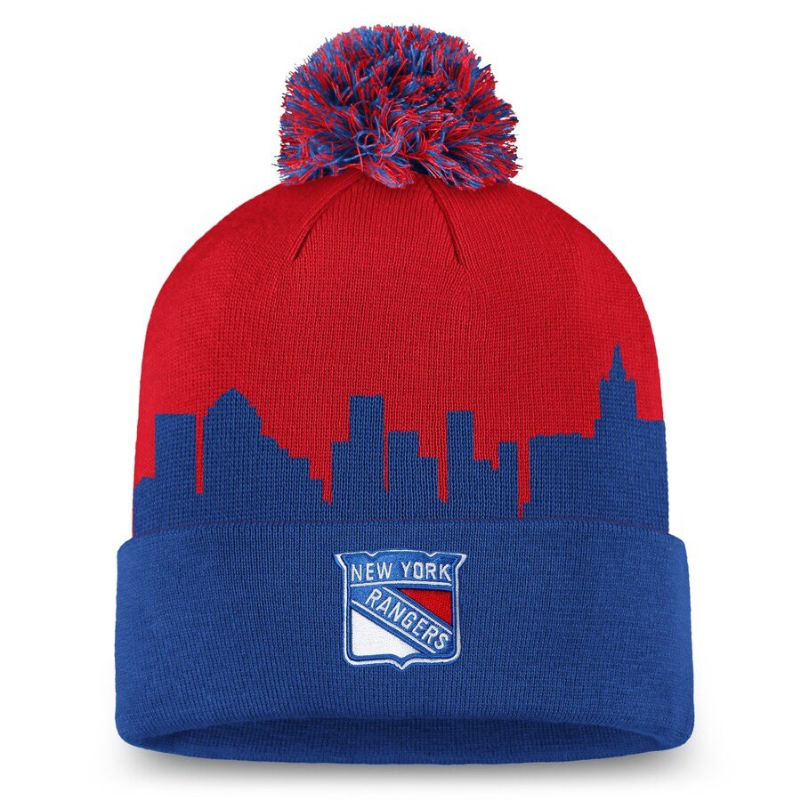 NHL New York Rangers Fanatics Branded Hometown Cuffed Knit Beanie with Pom - CMD Sports