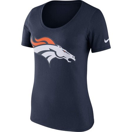 Nike Women's Denver Broncos Primary Logo Navy Scoop Neck T-Shirt - CMD Sports