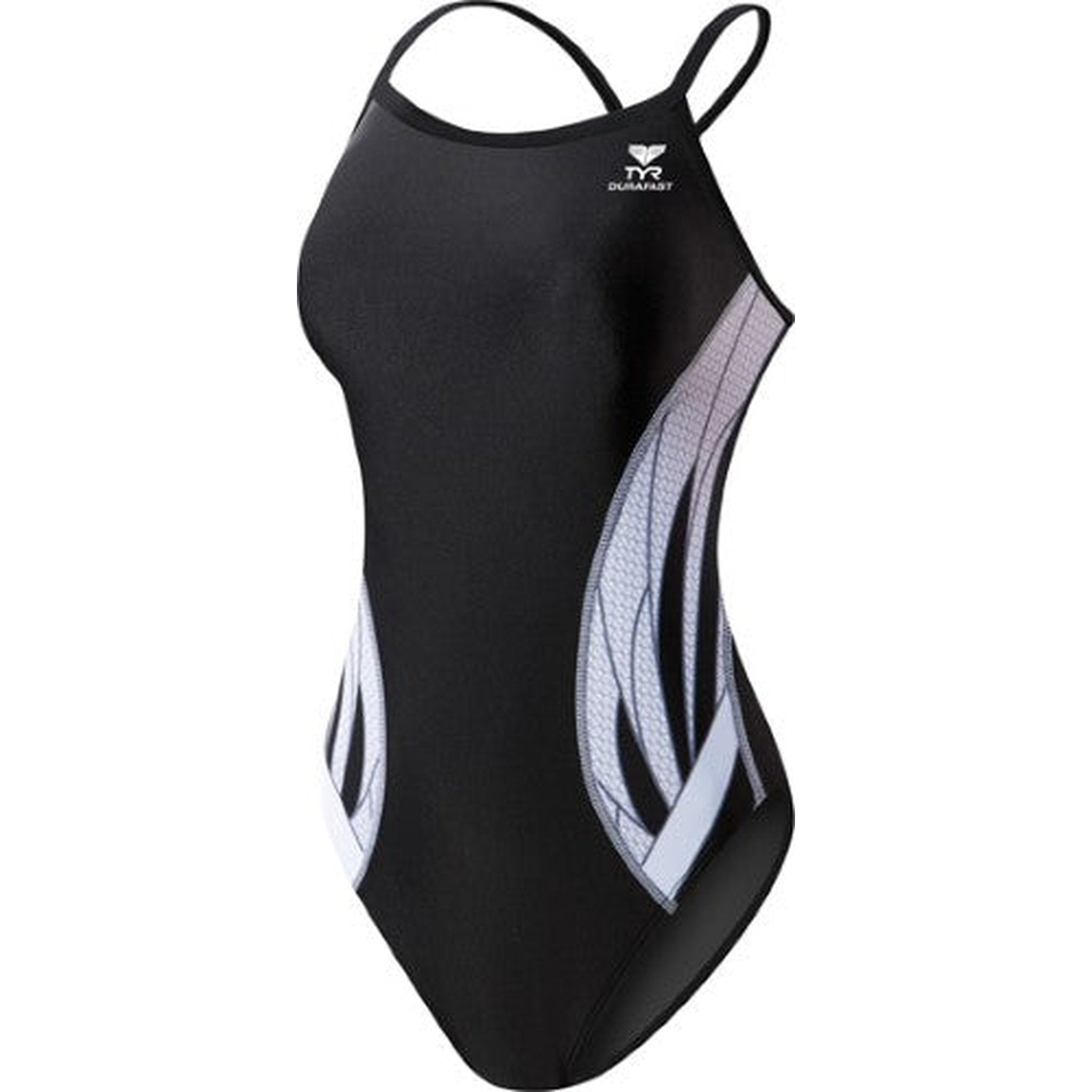 TYR Diamondfit Badeanzug Damen XL | Marineblau/Orange | Mit Fütterung & Extra Dünnen Trägern