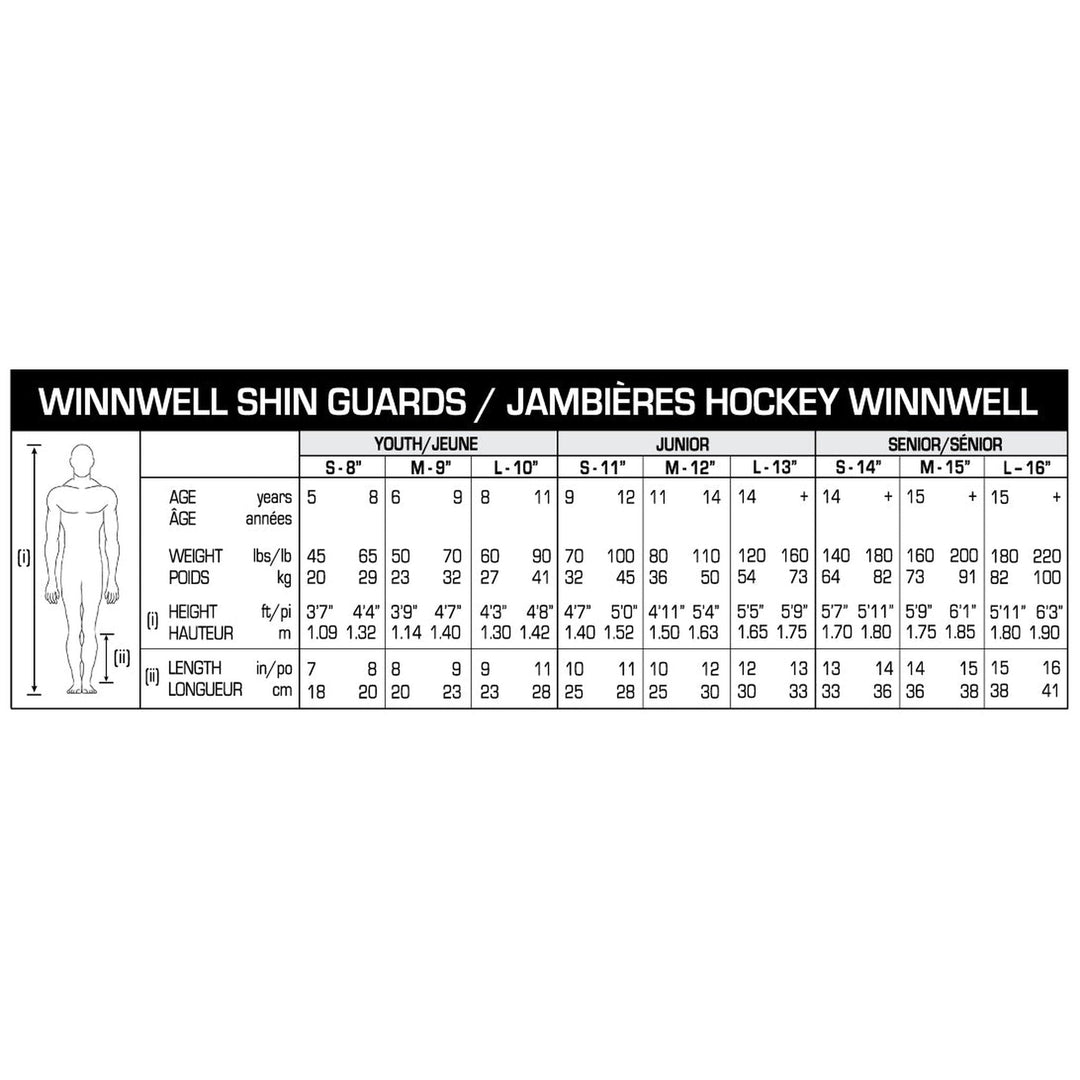Winnwell Amp 500 Ice Hockey Shin Guards YOUTH - CMD Sports