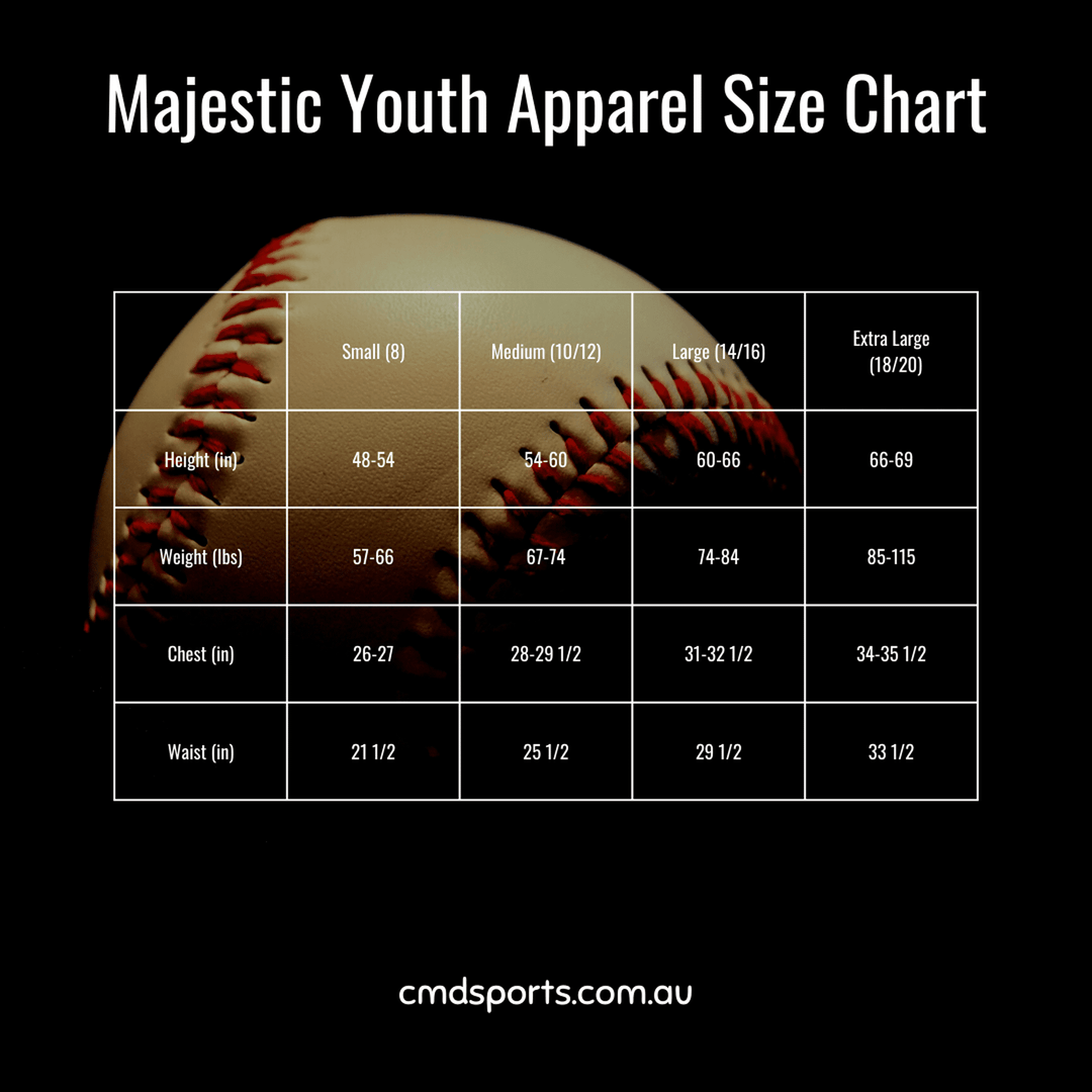 Majestic youth deals jersey size chart